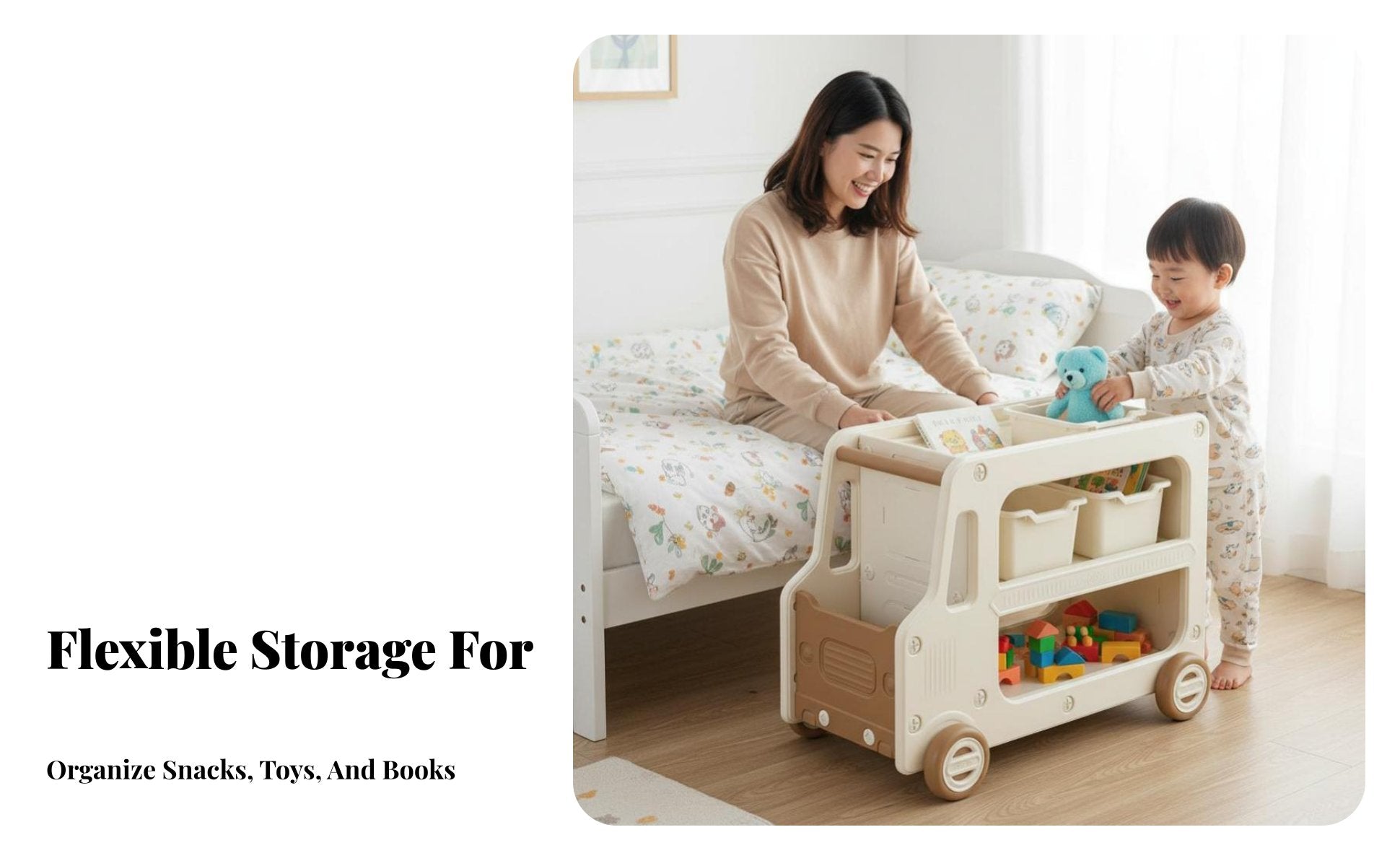 Rolling Changing Table Multi-Functional Storage Trolley Mobile with Wheels