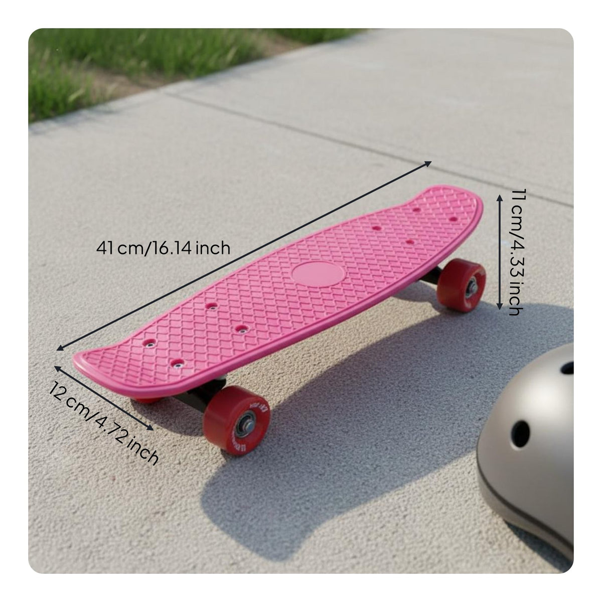Multiple Colors 17 Inch Plastic Skateboard Lightweight & Portable Mini Cruiser Skateboard Ready to Ride Single Kicktail Board Non-Slip Deck for Beginners, Street Cruising, Commuting