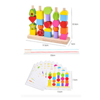 Wooden Bead Stacking Set STEM Learning Bead Threading Game