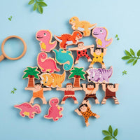 Wooden Dinosaur Stacking Toy Early Learning Dinosaur Stacking Blocks