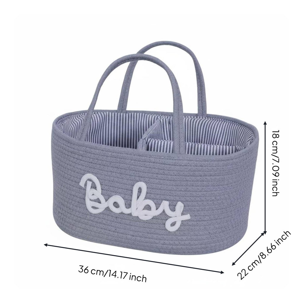 Woven Diaper Organizer Removable Dividers Tassel Diaper Storage Basket