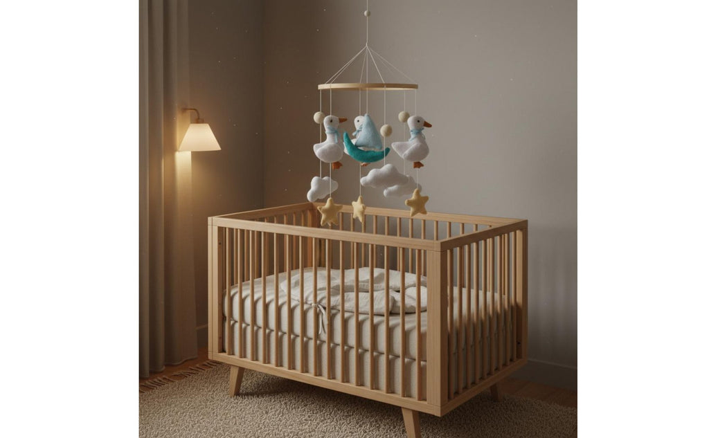 Textile Crib Mobile Handmade Nursery Hanging Mobile No Assembly Required