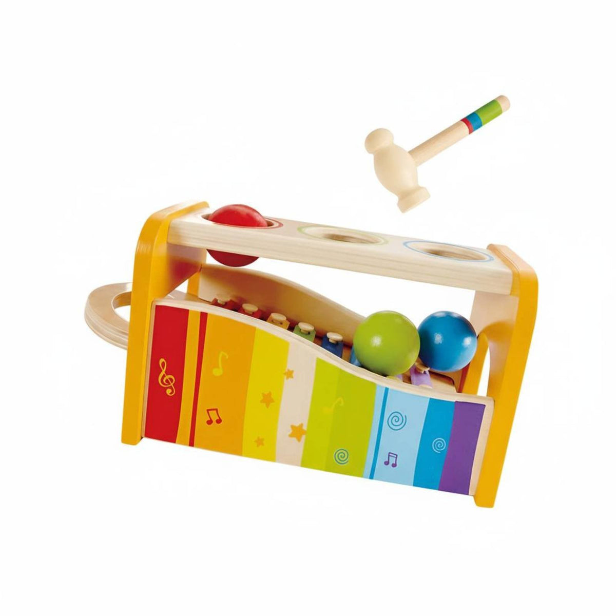 Multifunctional Wooden Percussion Toy for Kids, 8-Note Music Bench, Early Learning Sphere Table