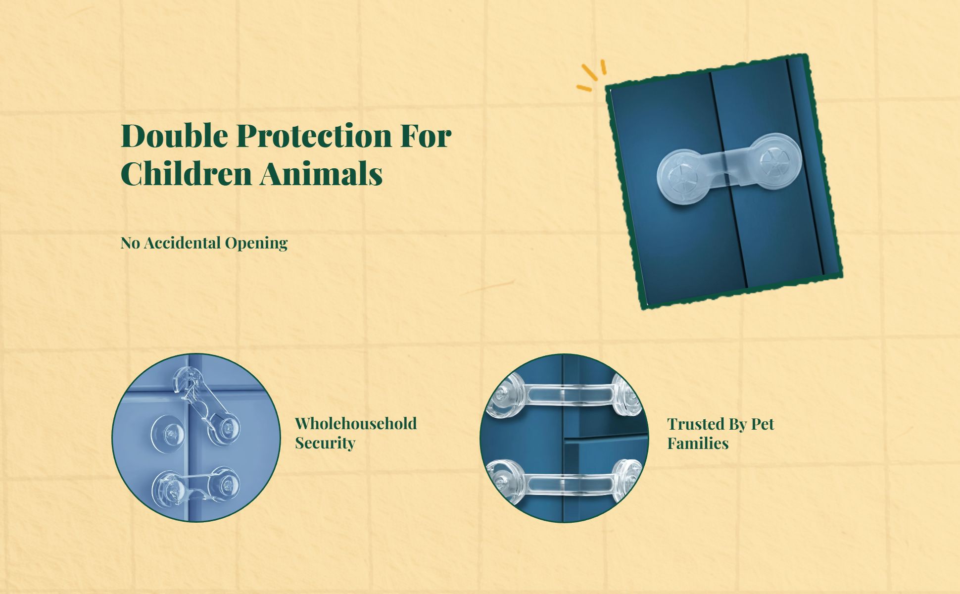 Toddler Guard Lock, Infant protected Cabinet Latch, Prevents Opening, Easy Installation, Multi-Purpose Drawer Lock