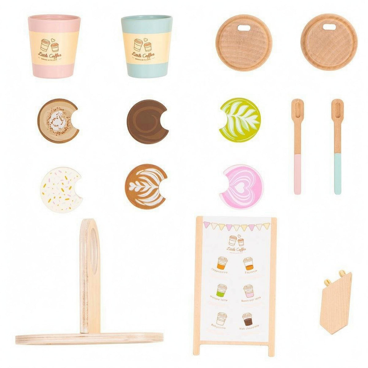 Pretend Coffee Shop Set Lidded Pretend Coffee Takeaway Set Round Handle