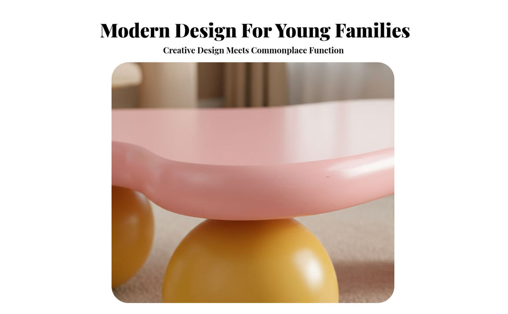 Irregular Shape puffyShaped Table Creamy visual appeal & house Furniture dual-tone design Rounded Corners for Young Adults, Apartment Dwellers, Living Room, Playroom, Nursery, Small areas