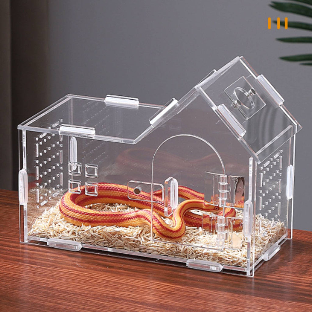 Clear Acrylic Amphibian House 360 Degree View Ventilated Reptile Habitat