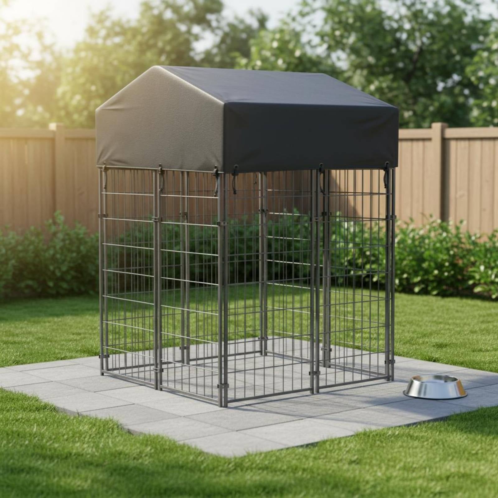Wire Canine Enclosure Kennel Heavy Duty Roofed Dog Reliable Fastener Latch