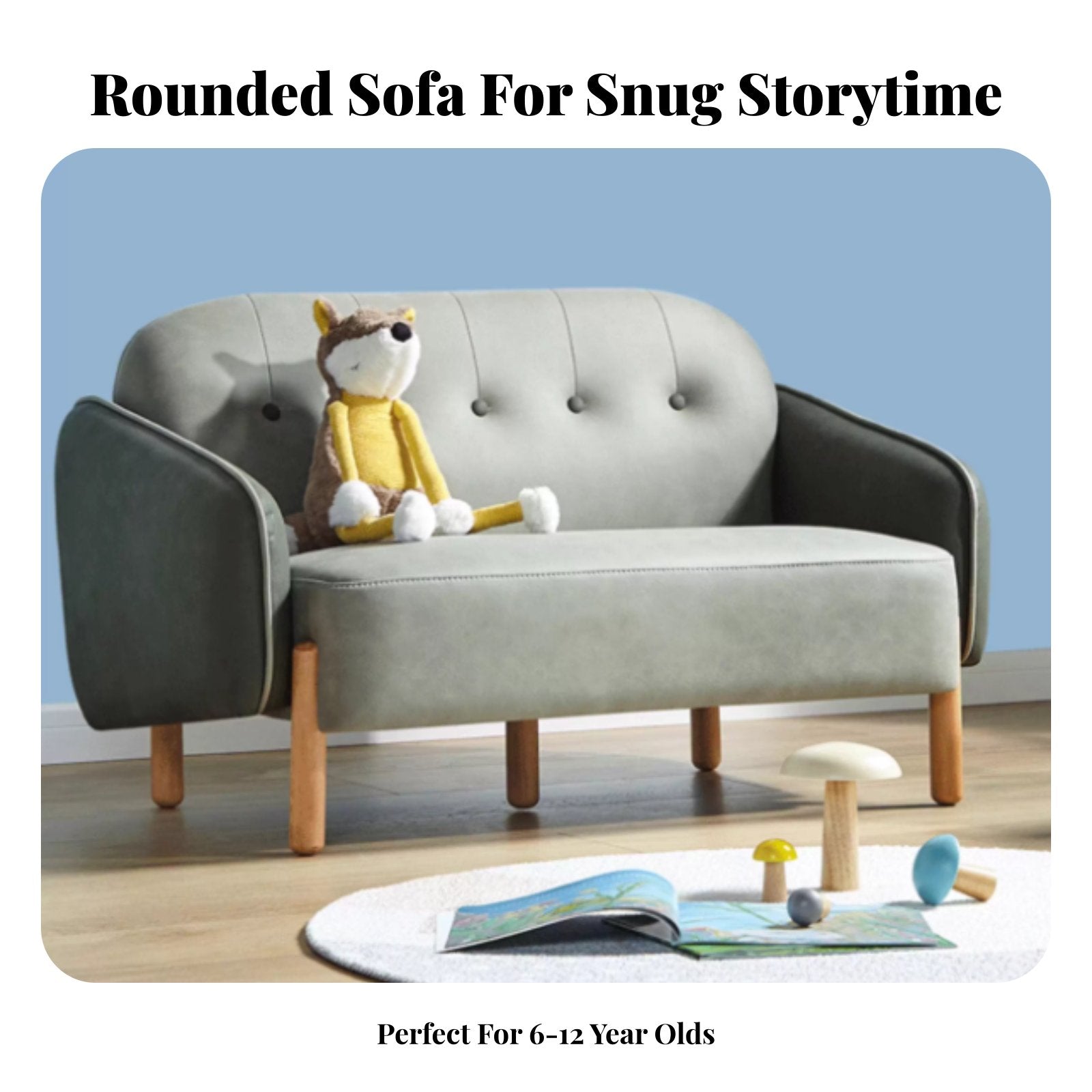 Young Child Two-Seater Sofa Nordic Design 2-Seater childs' Loveseat Easy to Clean Dense Foam for Kindergarten, Daychildcare