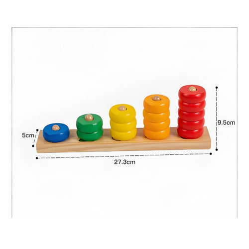 Wooden Peg Disc Stacker Vibrant Colors Color Sorting Stacking Rings