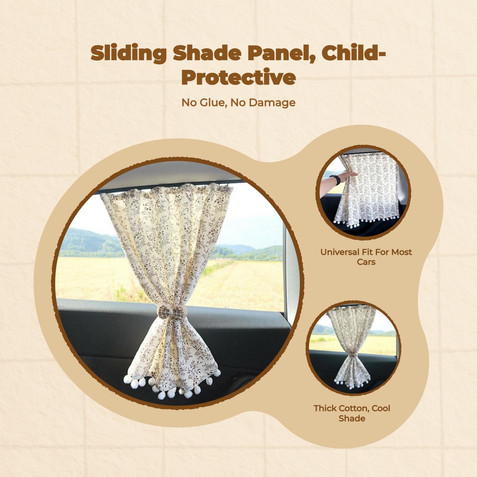 Car window sunshield, sliding shade, sunlight protection, privacy, infant and kids side window sun shield, easy installation, universal fit