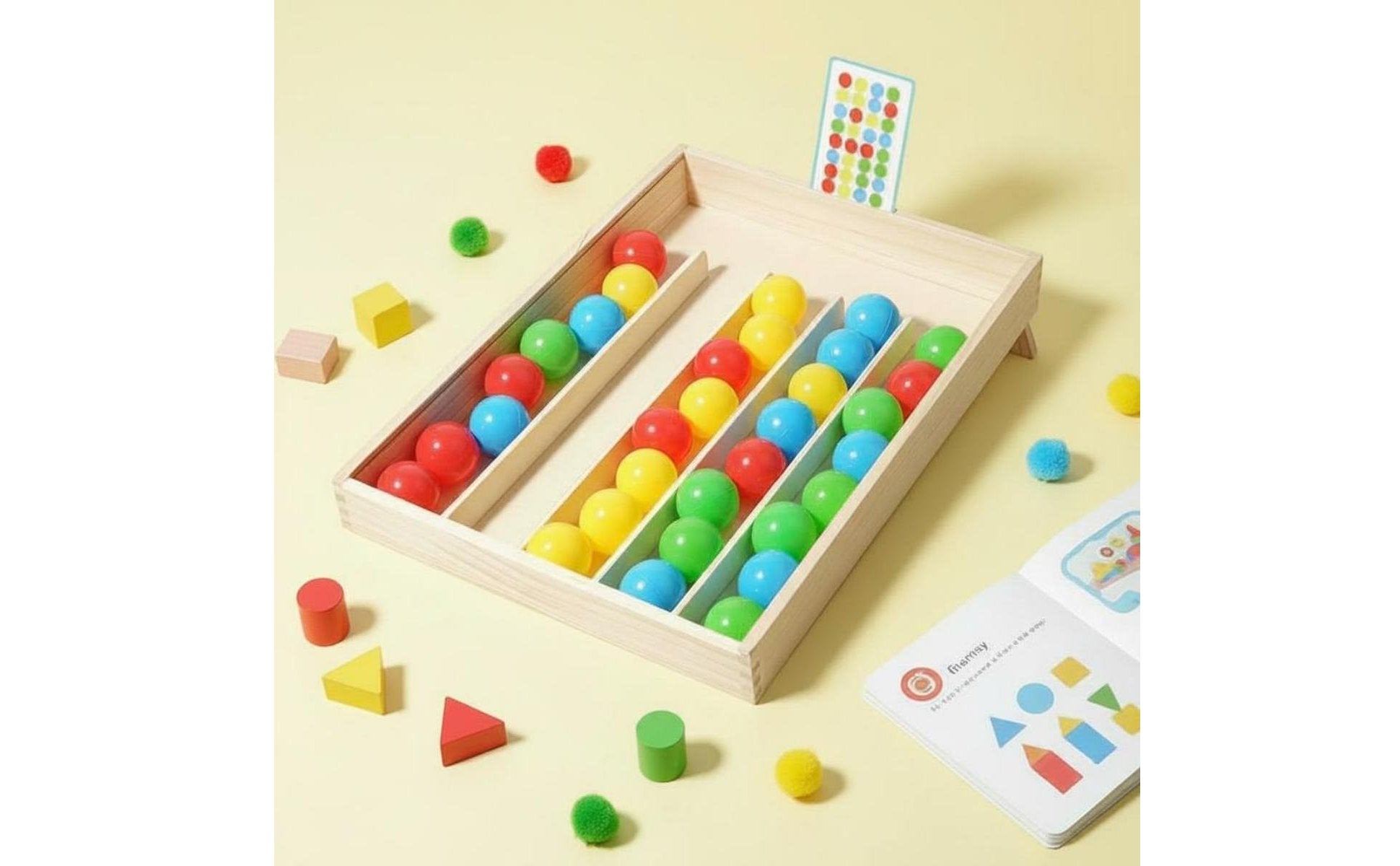 Brain Teaser Colored Ball Sorting Game Learn Through Play Color Sorting Bead Game Fine Movement Skills Development Color Matching Game Board Hand-Eye Coordination for Children, Toddlers, Classroom