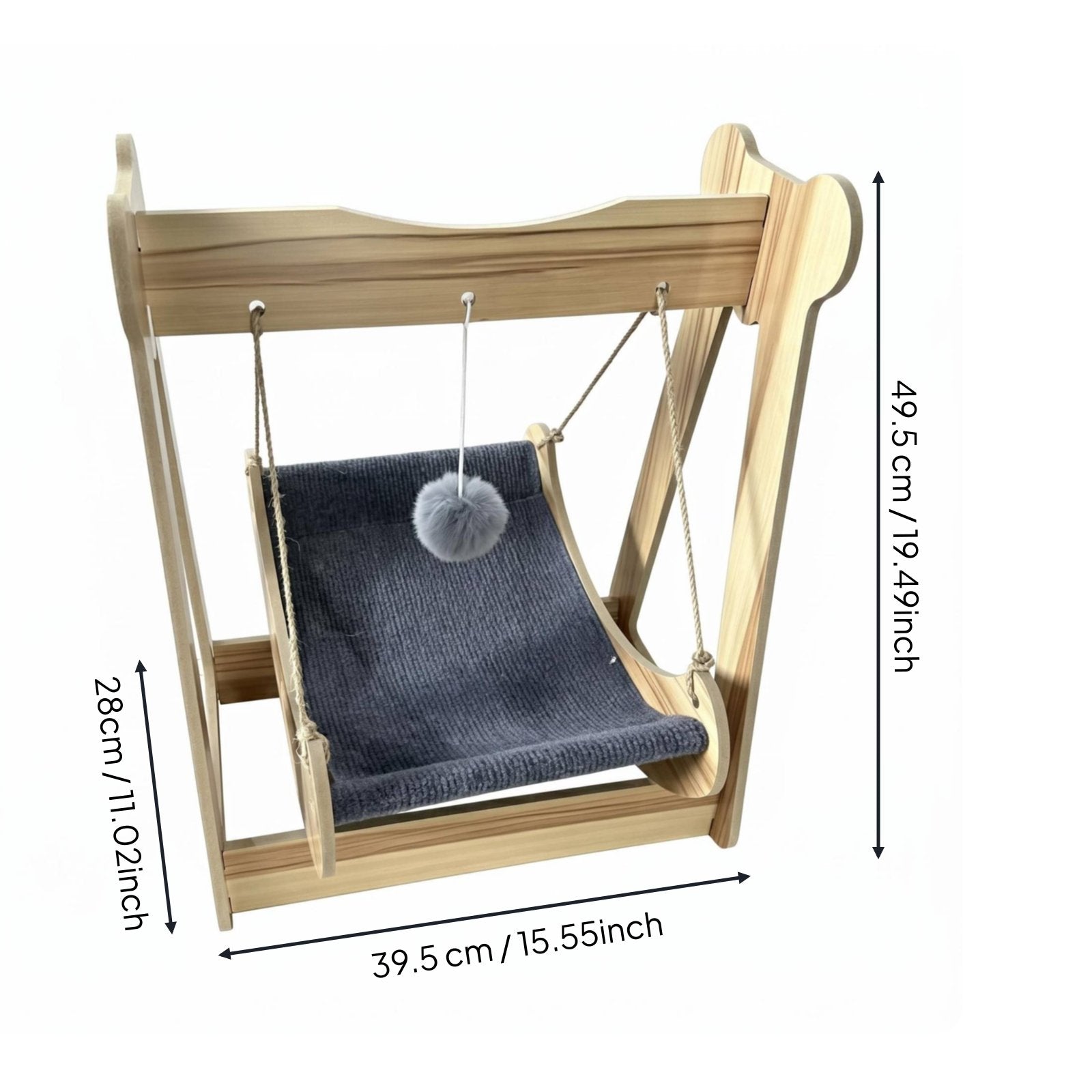 Cat Hanging Hammock Bed Elevated Cozy Nest Wooden Suspended Cat Bed Easy to Clean Animal Furniture for Cats