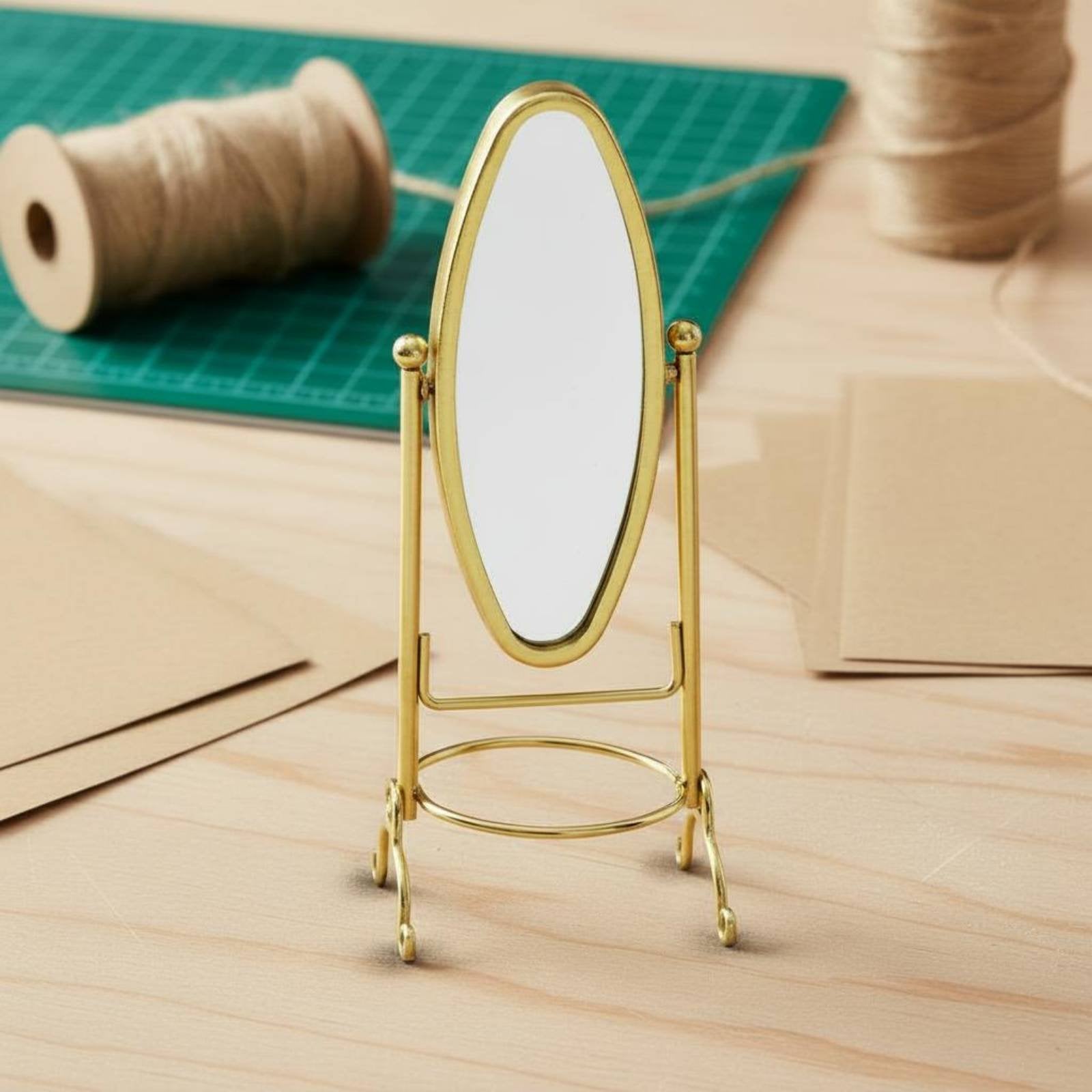 1:12 Scale Floor Mirror Realistic Design Dollhouse Clothes Rack Mirror Metal