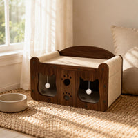 Feline Scratcher Bed Wood-Grain Feline Bed Scratcher Hanging Toy