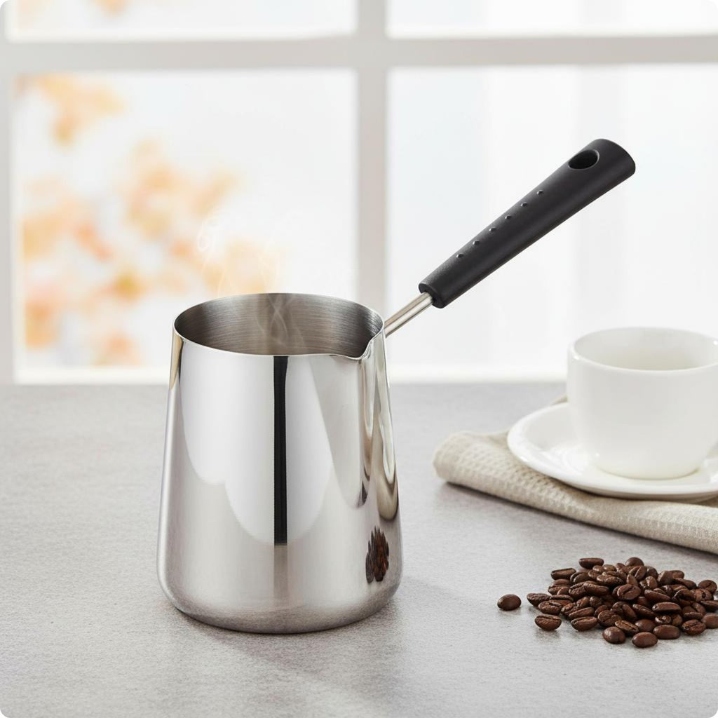 Mocha Pot Stainless Steel Infant Meal Pot Long Handle for Coffee Making