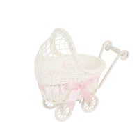 Carriage-styleStyle Woven Basket White Stroller Shaped Basket Portable