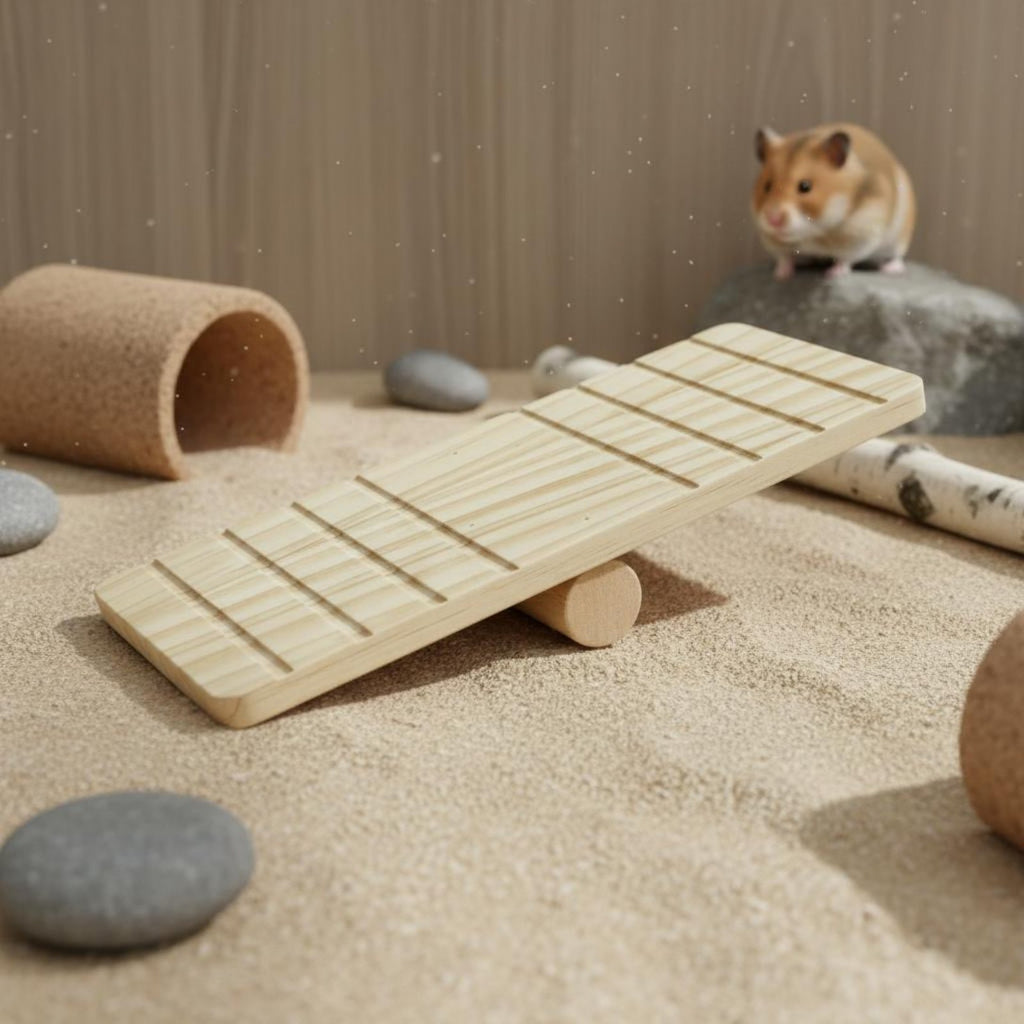 Wooden Hamster Seesaw Safe to Chew Hamster Seesaw Long-Lasting for Playpen