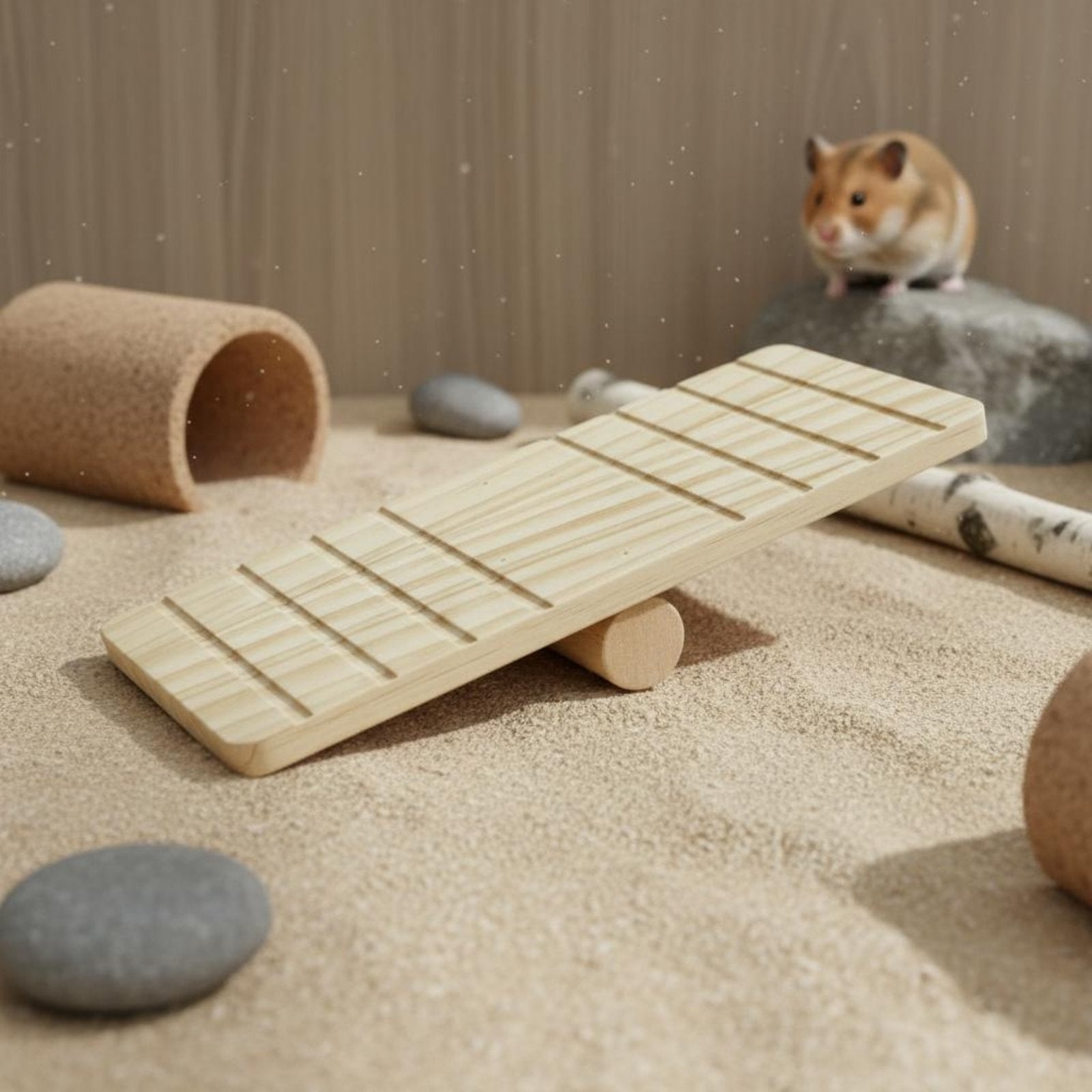 Wooden Hamster Seesaw Safe to Chew Hamster Seesaw Long-Lasting for Playpen