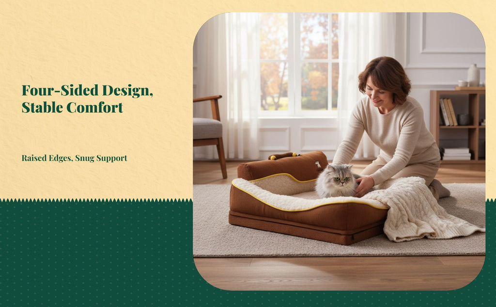 Washable pet bed with winter mat.