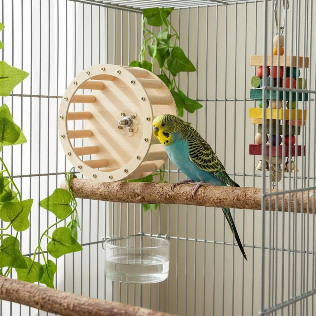 Parrot Running Wheel Interactive Bird Perch Treadmill Healthy Beak Maintenance