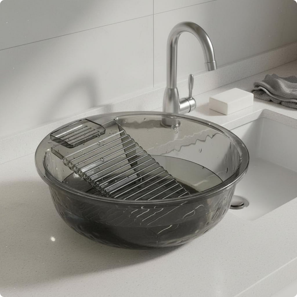 Laundry Basin with Scrub Board Built-in Washboard for Dorm Room, Students