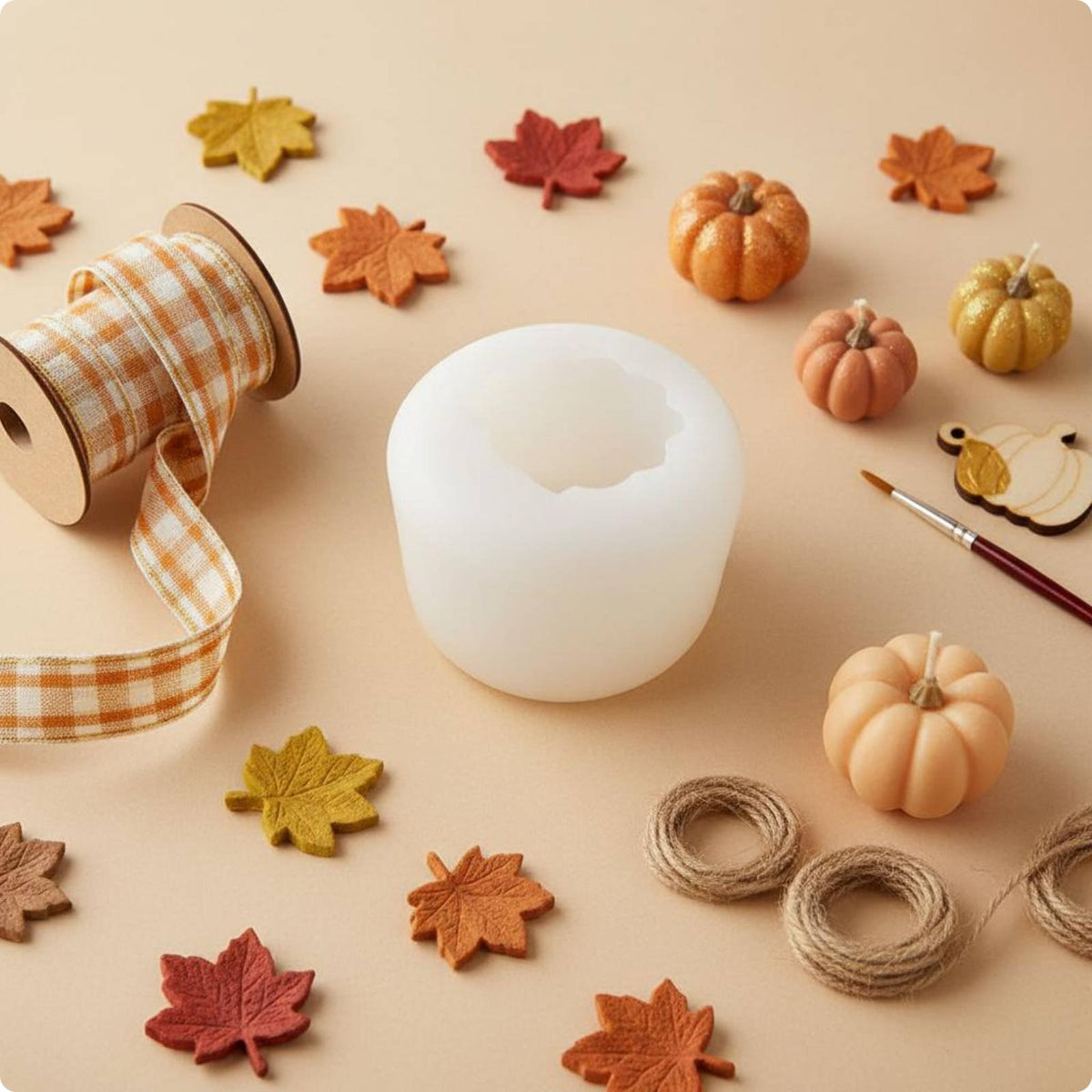 Pumpkin Candle Form Reusable Halloween Pumpkin Form Soft Silicone Craft Material for Gift Making