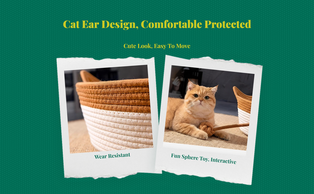 Hand-Woven Rattan Cat Bed, Indoor, Breathable, All Seasons