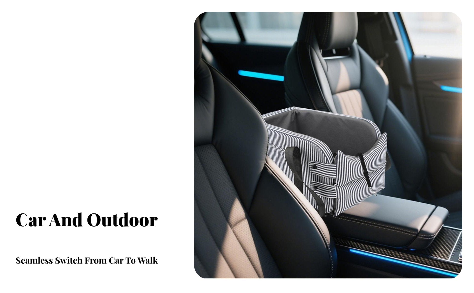 Built-in Safety Leash Pet Car Console Seat Washable Cushion Center Console Pet Bed Adjustable Straps for Drivers, Road Trips, Outdoor, Home