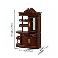 1:12 Scale Cabinet Artisanal Features Mini Display Shelf Ornate Design