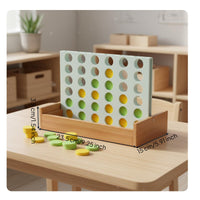 Wooden Connect Four Game Educational Board Activities Portable Box Set