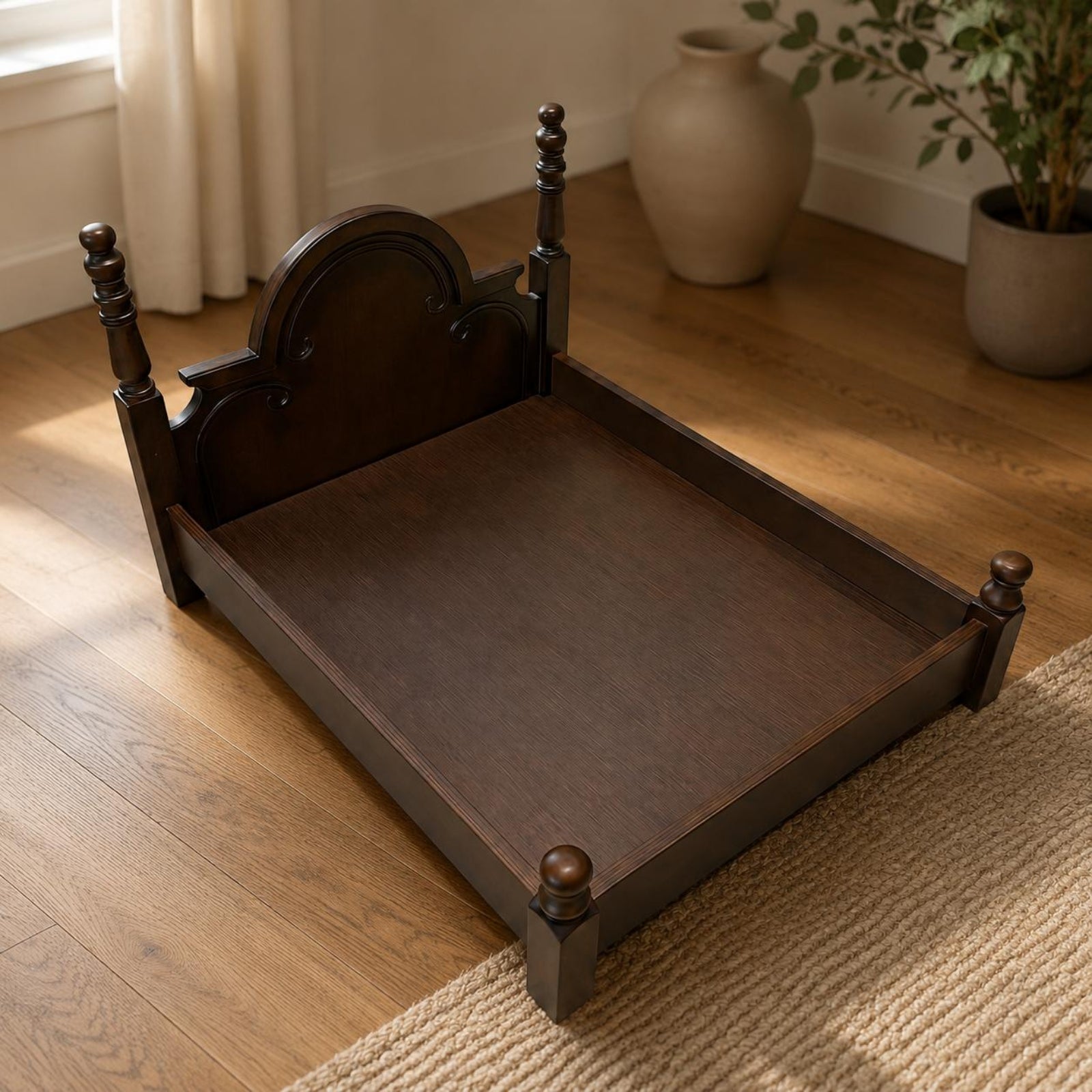 Solid Wooden Cat Luxury Bed Look Solid Wood Dog Bed Double-Sided Cushion Animal Furniture for Dogs