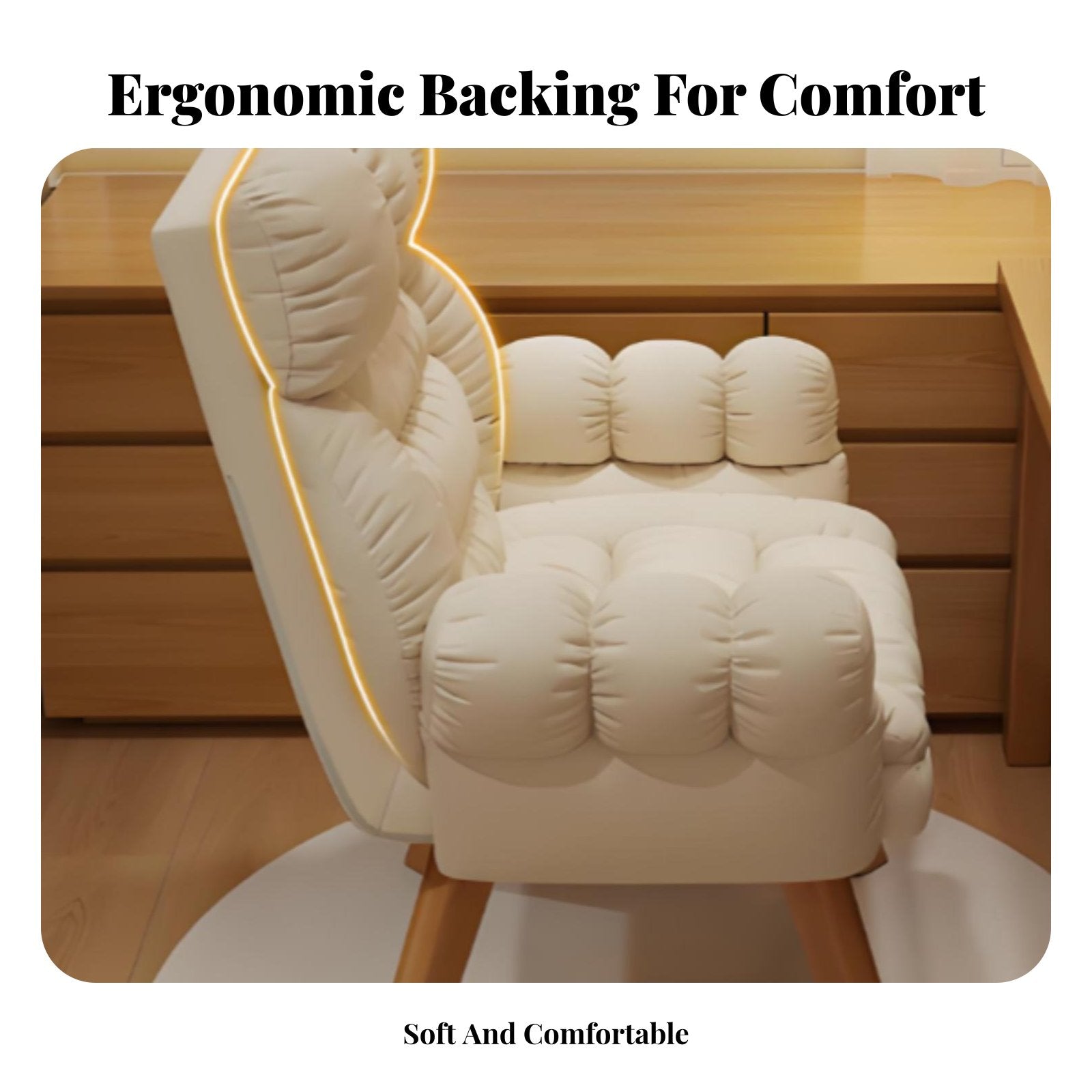 Upholstered Rotate Armchair High Spine Support Lounge Chair Thickly Padded Modern & Look for Readers, Homeowners, Bedroom