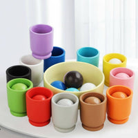 Ball and Cup Color Sorter Hand-Eye Coordination Educational Color Matching Set Early Learning Ball in Cup Toy for Young Children, Preschoolers