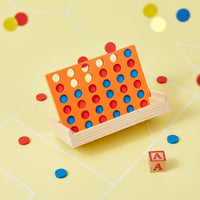 Wooden Connect 4 Set Two-Player 3D Four in a Row Game Natural Wood for Classroom