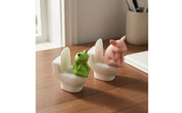Sitting on Toilet Figurine Funny Desktop Novelty Ornament Solid-Looking for Car