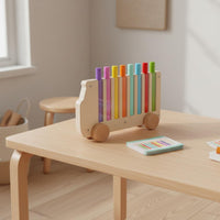 Color Stick Matching Toy Polished Edges Wooden Color Sorting Bus Travel Friendly