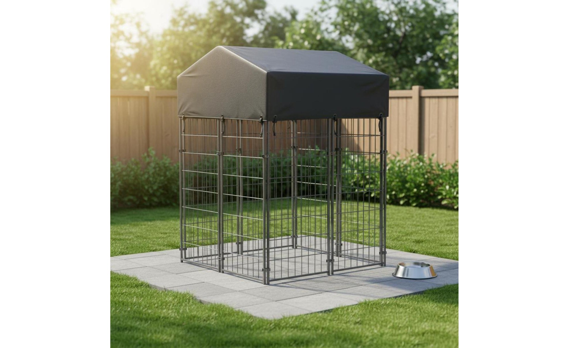 Wire Canine Enclosure Kennel Heavy Duty Roofed Dog Reliable Fastener Latch