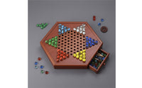Chinese Checkers Board with Storage Drawer Deluxe Design 6 Player Marble Game