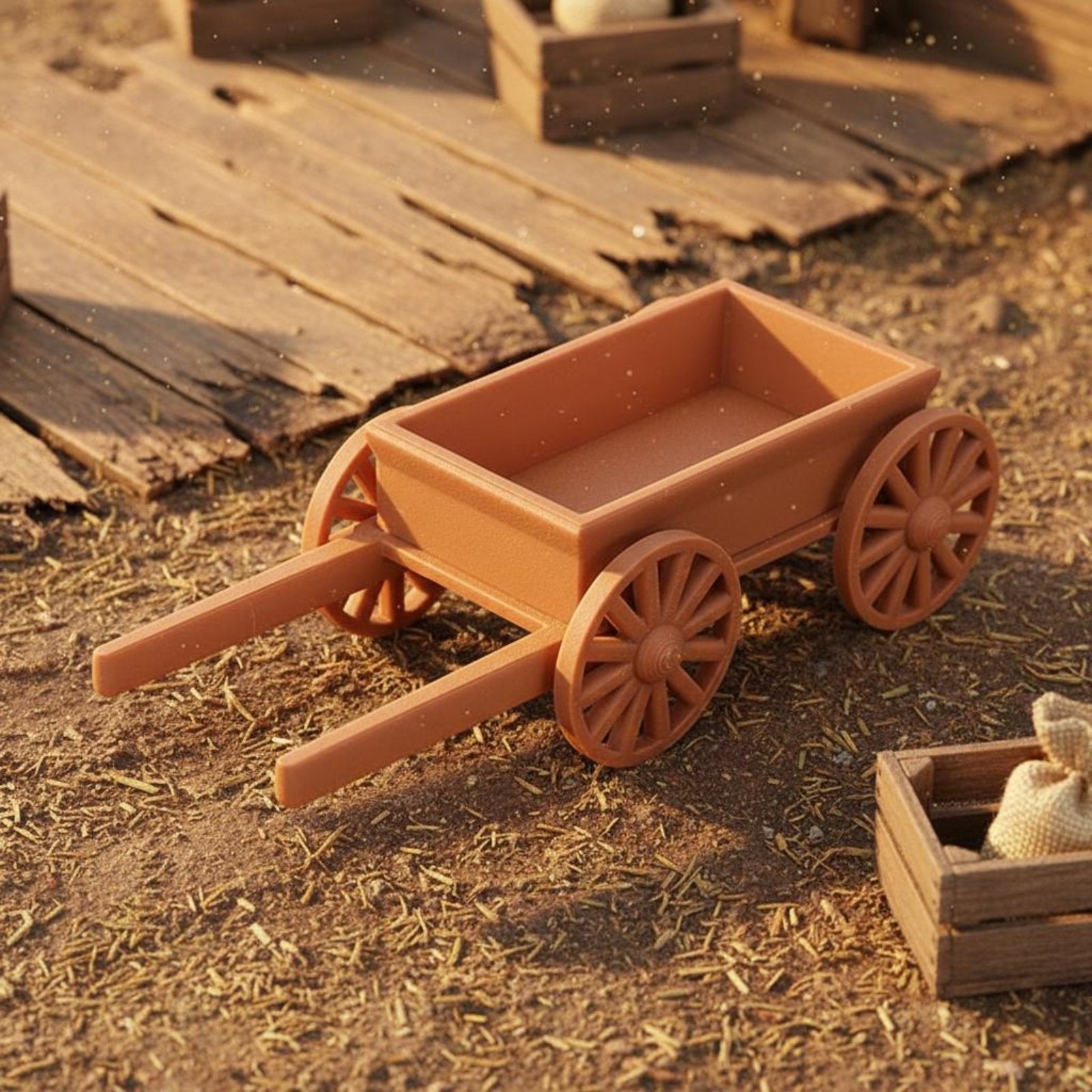 1:12 Scale Handcart PLA Material Dollhouse Wheelbarrow Model for Collectors