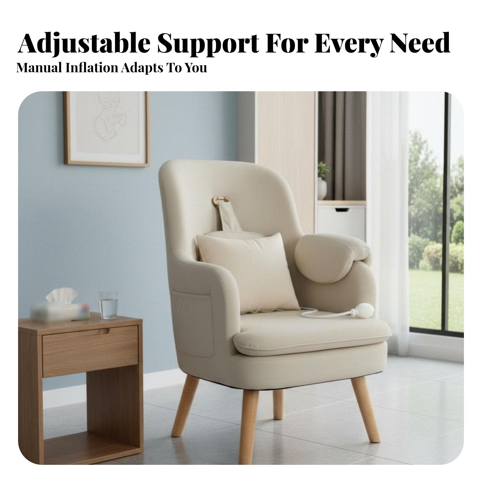 Electric Nursing Chair with Footrest High-Spine Design Maternity Armchair Adjustable Support Sturdy Wood Base for Bedroom
