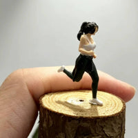 Miniature Running Woman Statue Realistic Running Woman Miniature Dimensional Decor for Model Display