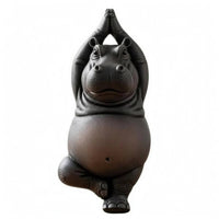 Resin Meditation Hippo Ornament Rounded Statue Sculpted