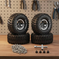 4 Pieces 2.2 Inch Beadlock Wheel Rim High Traction Metal Rim Tire Mud Terrain