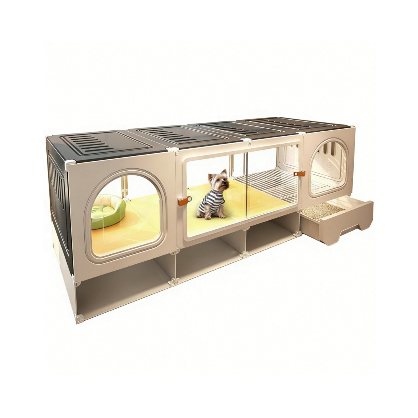 Kennel with Potty Area Luxury Villa Design Pet Furniture Easy to Clean for Home