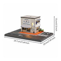 Corner Inn Model Detailed Accessories Die Cast Parking Scene bright Lighted Miniature Store Scene for Collectors, Shelf Display