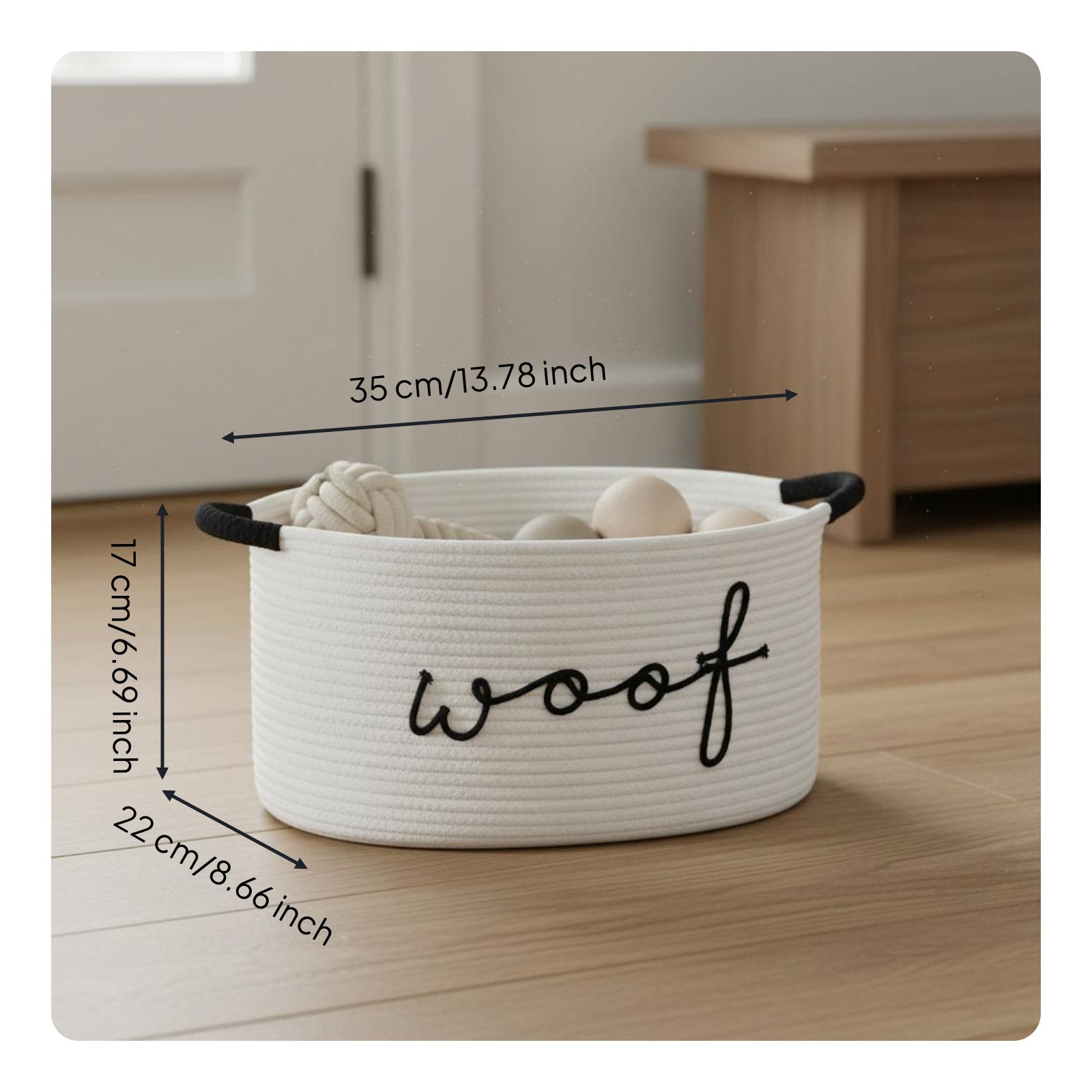 Woof Storage Basket With Handles Dog Toy Basket for Playroom