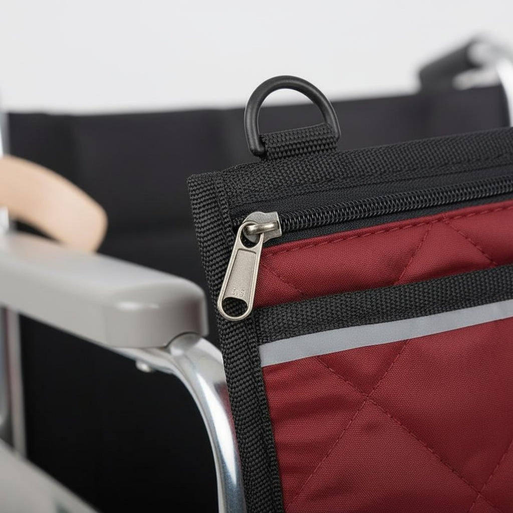 Wheelchair Side Pouch Adjustable Straps Stroller Side Organizer for Seniors