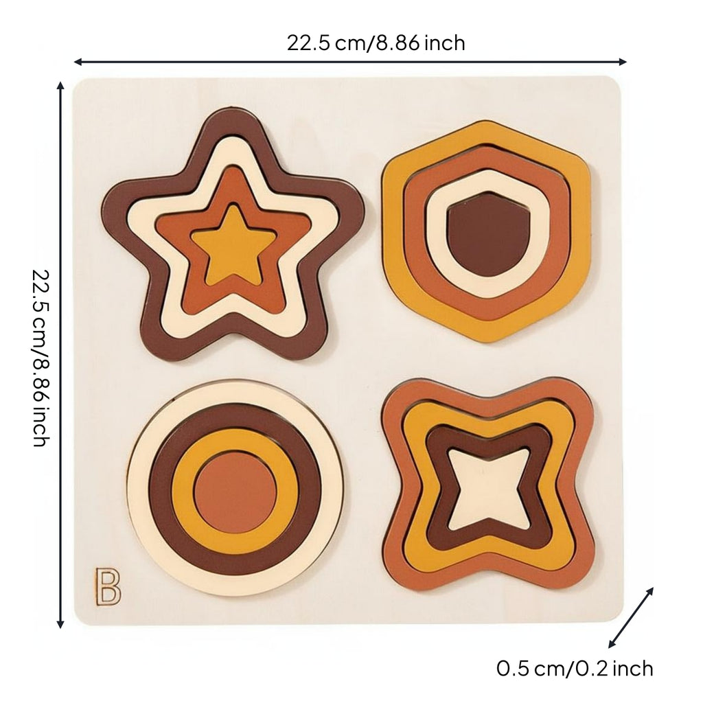 Geometric Matching Wooden Puzzle Wooden Shape Sorter Smooth Edges Learning Toy for Preschool