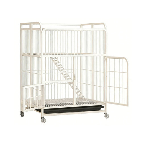 3-Tier Foldable Cat Kennel Integrated Litter Box Multi-Level Cat Crate Large Space Spacious Interior for Indoors, Home, Bedroom